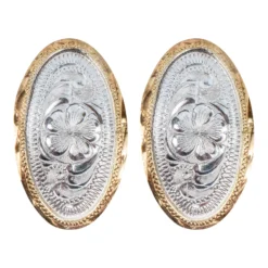 Schneiders Arab Concho Silver Plate Small Oval Gold Edge