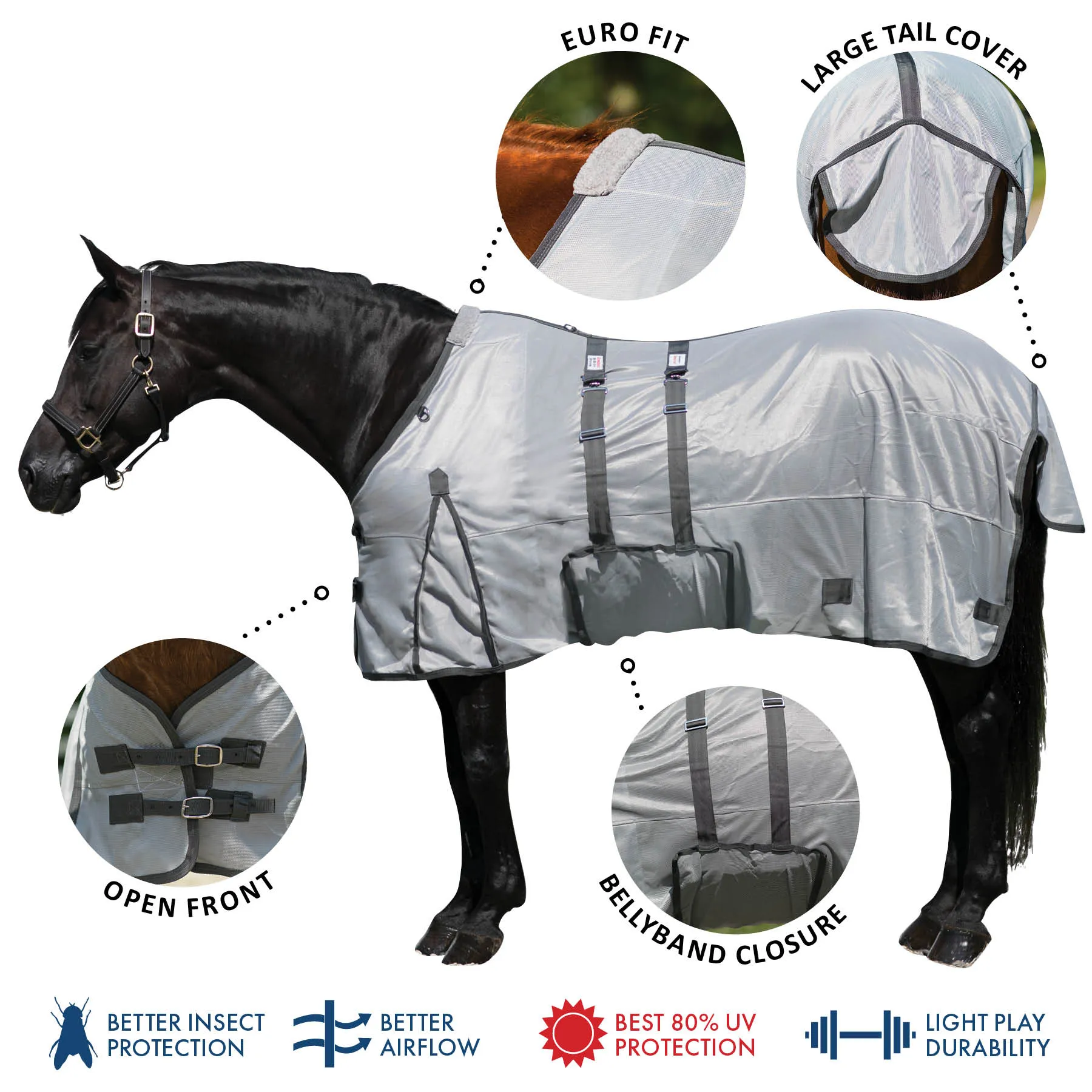 Soft Interlock Mesh Euro Bellyband Horse Fly Sheet