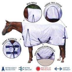 Soft Interlock Mesh High Neck Euro Surcingle Horse Fly Sheet