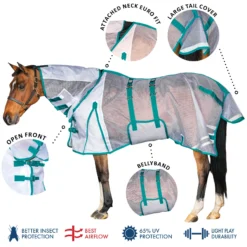 Ripstop Nylon Attached Neck Euro Bellyband Horse Fly Sheet