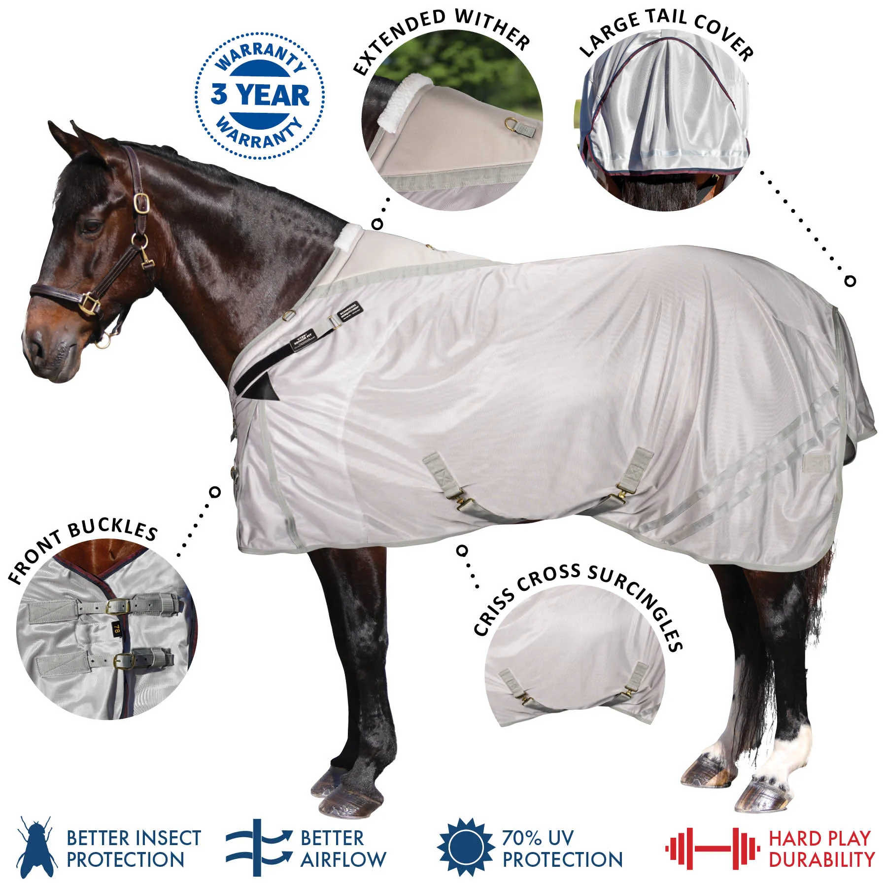 RipGuard Senior VTEK® Wither Relief Adjusta-Fit® Surcingle Horse Fly Sheet