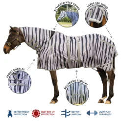 Soft Interlock Mesh Attached Neck Euro Bellyband Zebra Fly Sheet